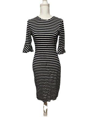 Banana Republic Striped Flitter Sleeve Sheath Dress Black & White Sleeve, Sz 6